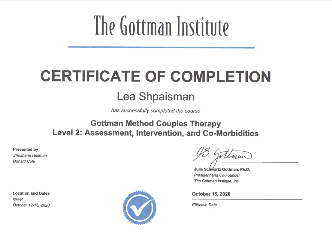 תעודה מקצועית 14 של לאה שפייזמן